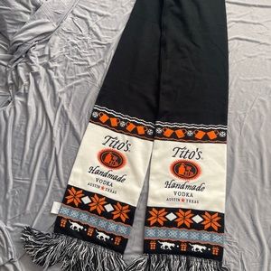 Tito’s Handmade Vodka Acrylic Scarf Orange Black White NWOT